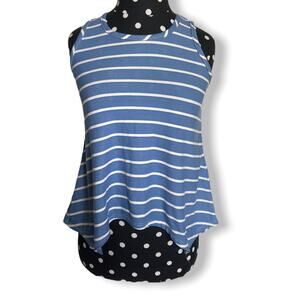 b'tween Girls Tank Top Size 10 Blue‎ White Striped Stripe Hanky Hem